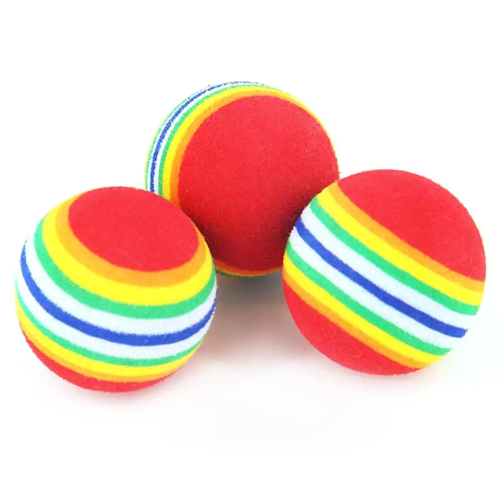 Colorful Pet Toy Balls Rainbow Foam Ball Interactive Cat Toys Chewing Rattle Scratch Natural Foam Ball Training Pet Supplies