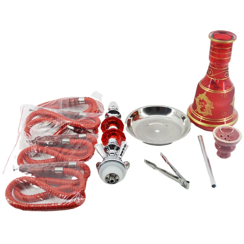 Shisha Full Set 4 Hoses With Ceramic Sheesha Bowl Hookah Metal Charcoal Tongs Chicha Narguile Smoke Accessories