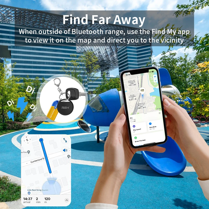 علامة RSH 4-PCS المضادة للخسارة GPS لاستبدال Apple Airtag عبر Find My App Bluetooth GPS Tracker للأمتعة IOS MFi Key Finder