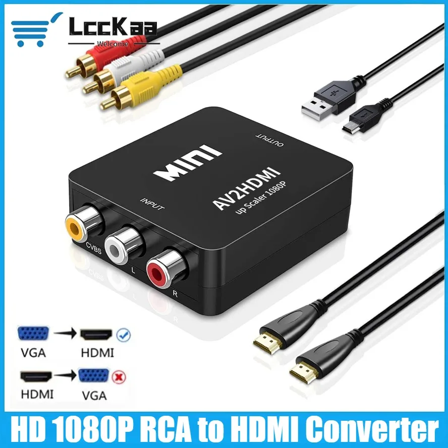 

Mini RCA AV TO HDMI-Compatible Converter Adapter 1080P Video Composite Converter RCA To HDTV CVSB L R Video Scaler Converter Box