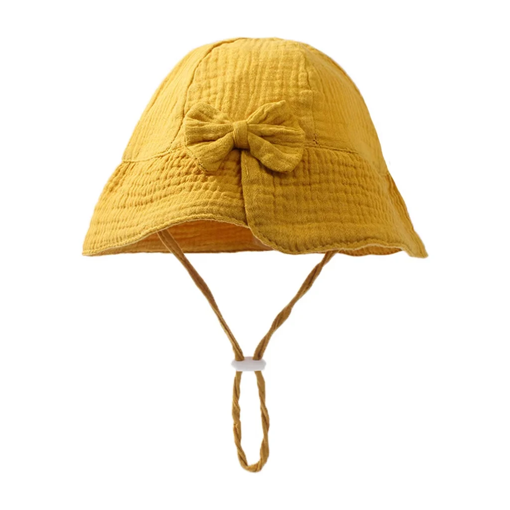

Muslin Cotton Kids Summer Hat with Bownot Baby Sun Hats Beach Travel Children Panama Cap for Girls Accessories 4-24M