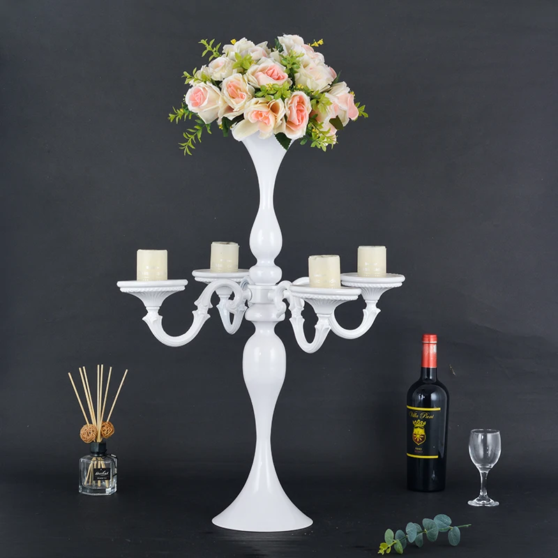 4 Arms Candle Holders Metal Candelabra Fashion Wedding Candle Stand Exquisite Table Vase Home Decor