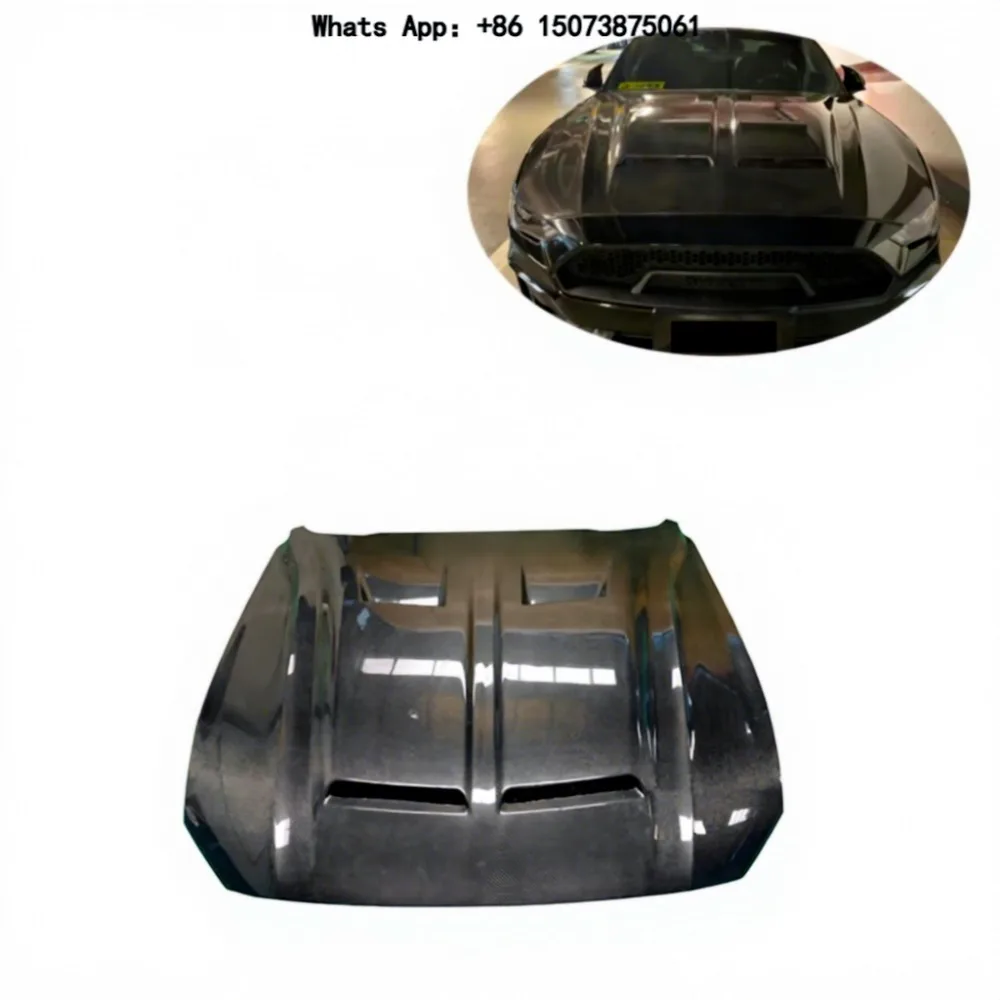 High Quality Engine Cover Hood Real Carbon Fiber Bonnet for Fo-rd Mu-stang GT Style 2018 - 2021