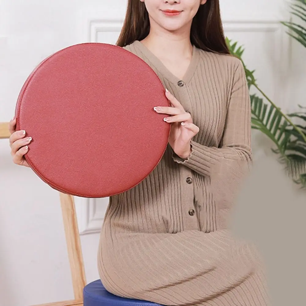 Simple Japanese Style Leather Round Cushion Soft Washable Upholstered Cushion Waterproof Thicken Sponge Cushion for Home