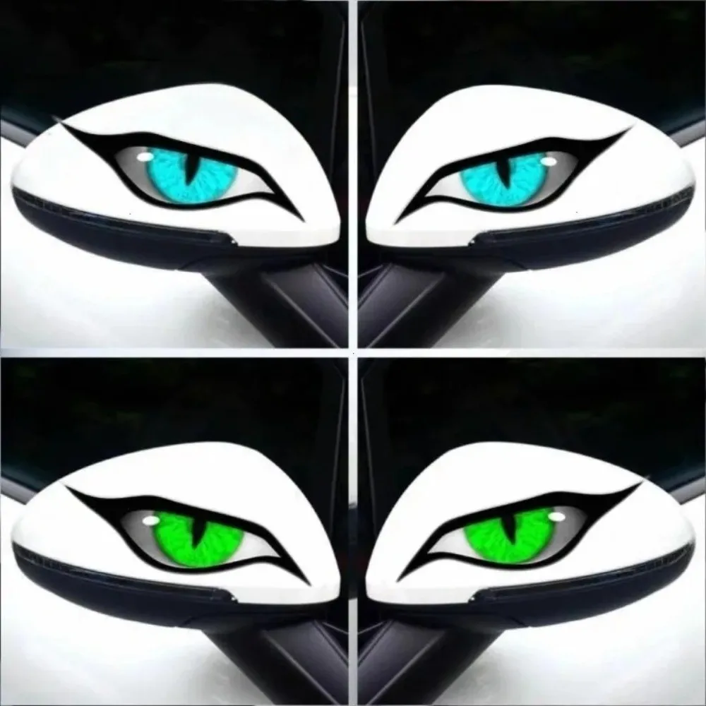 2 Pcs VINYL 3D Stereo Eyes Stickers Waterproof Cat Eyes Design Car Decoration Stickers Strong Reflective