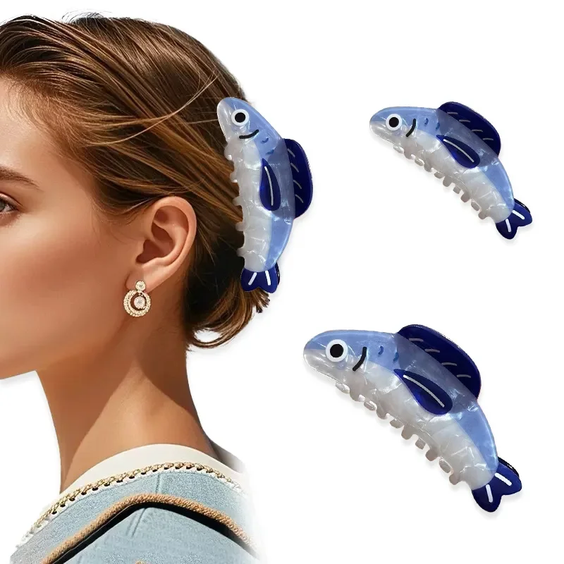 

1pc Creative Ocean Sardine Hair Clip S/L Cute Shark Texture Ponytail Holder Fashion Hairs Ornament for Women 2026 New Hair Clips
