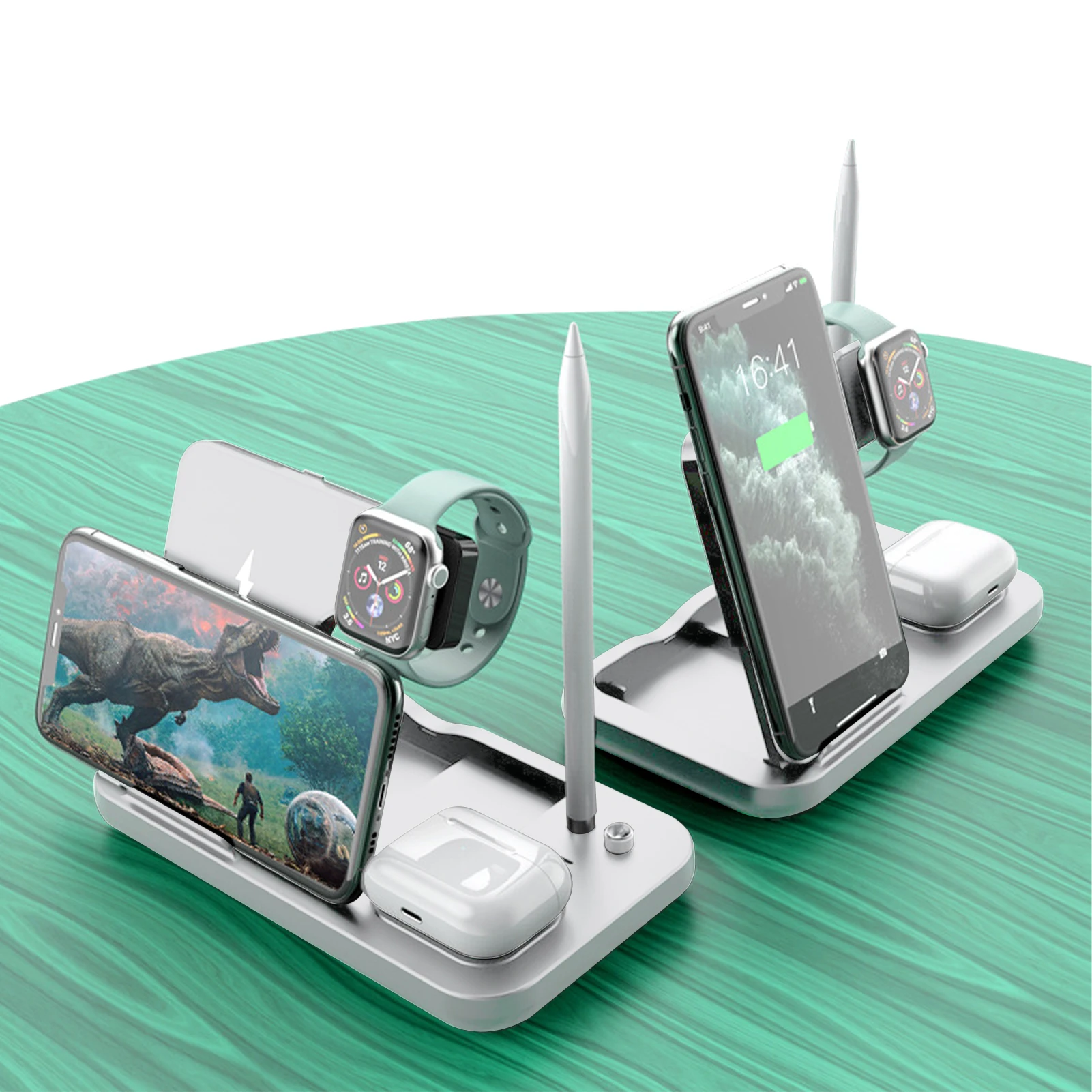 Беспроводное зарядное устройство 4 в 1, прочное и безопасное многофункциональное зарядное устройство для наушников Apple, зарядная станция для часов