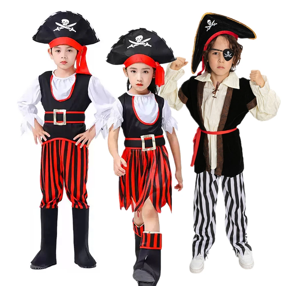 Disfraz de actuación de Festival para niños, disfraz de escenario de maquillaje para niños, disfraz de actuación de pirata para niños caribeños