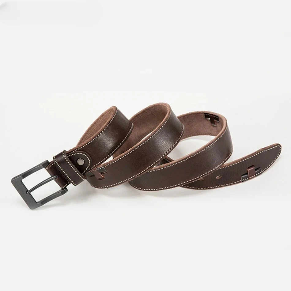 

Coffee Pin Buckle Leather Belt Men New Design Classic Accessories Belt Male Square Vintage Genuine Leather Cowhide Brand Belt