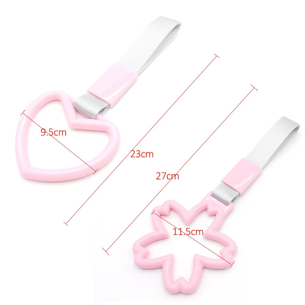 Hot Tsurikawa Ring Car Hand Strap Loops Bumper Warning Rings Subway Hand Strap Handles Car For Car Warning & Car Tow Strap Pink