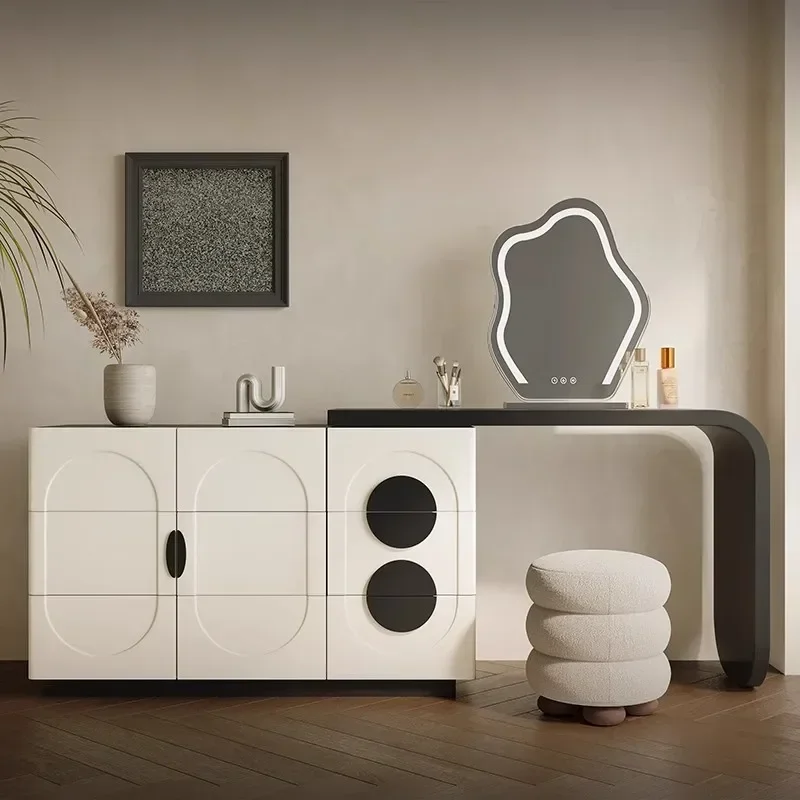 Menglu Yuebai H2 dresser chest integrated designer new 2024 master bedroom advanced black and white solid wood cosmetic cabinet