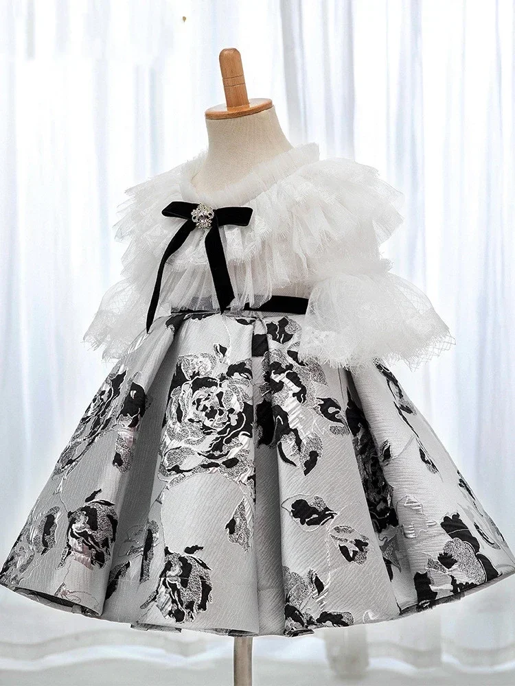 1st aniversário batismo vestido de princesa para bebê menina roupa coreana crianças vestidos de luxo lolita vestido de baile infantil crianças combinando