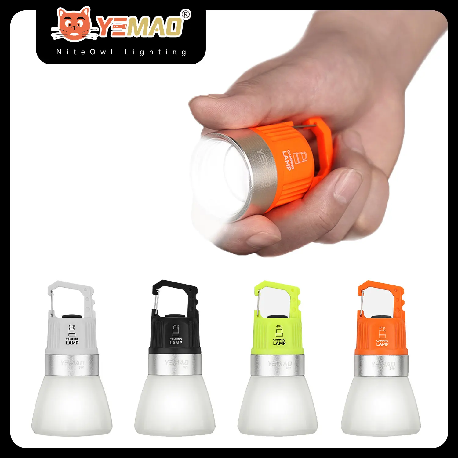 

Ручные фонарики YEMAO B90, портативный уличный перезаряжаемый светильник для кемпинга с крючком, высокая яркость, аварийный фонарь IPX4