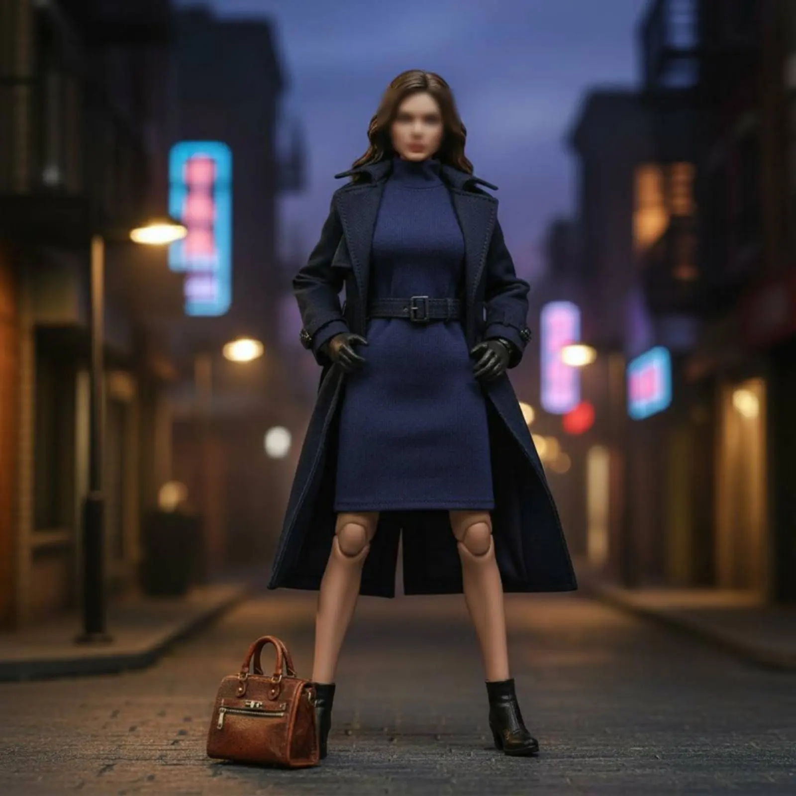 

1/6 Figure Clothes Non-Staining Doll Overcoat Coat Set High Neck Dress Set Compatible Form-Fitting 1/6 Scale Doll Coat Cloth