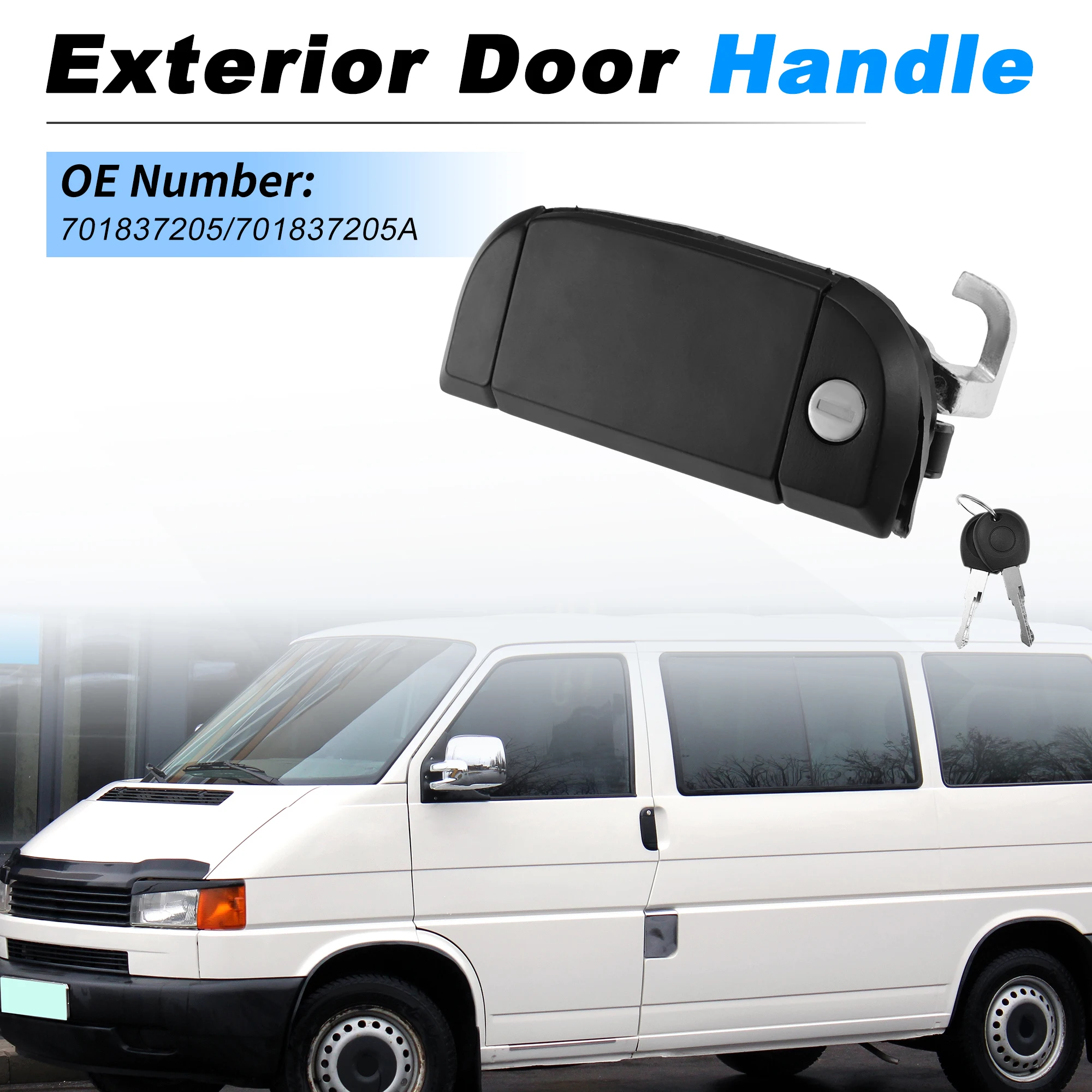 

UXCELL Exterior Door Handle No.701837205/701837205A Outside Car Door Handle for Volkswagen Transporter T4 1990-2003 Black 1 Pcs