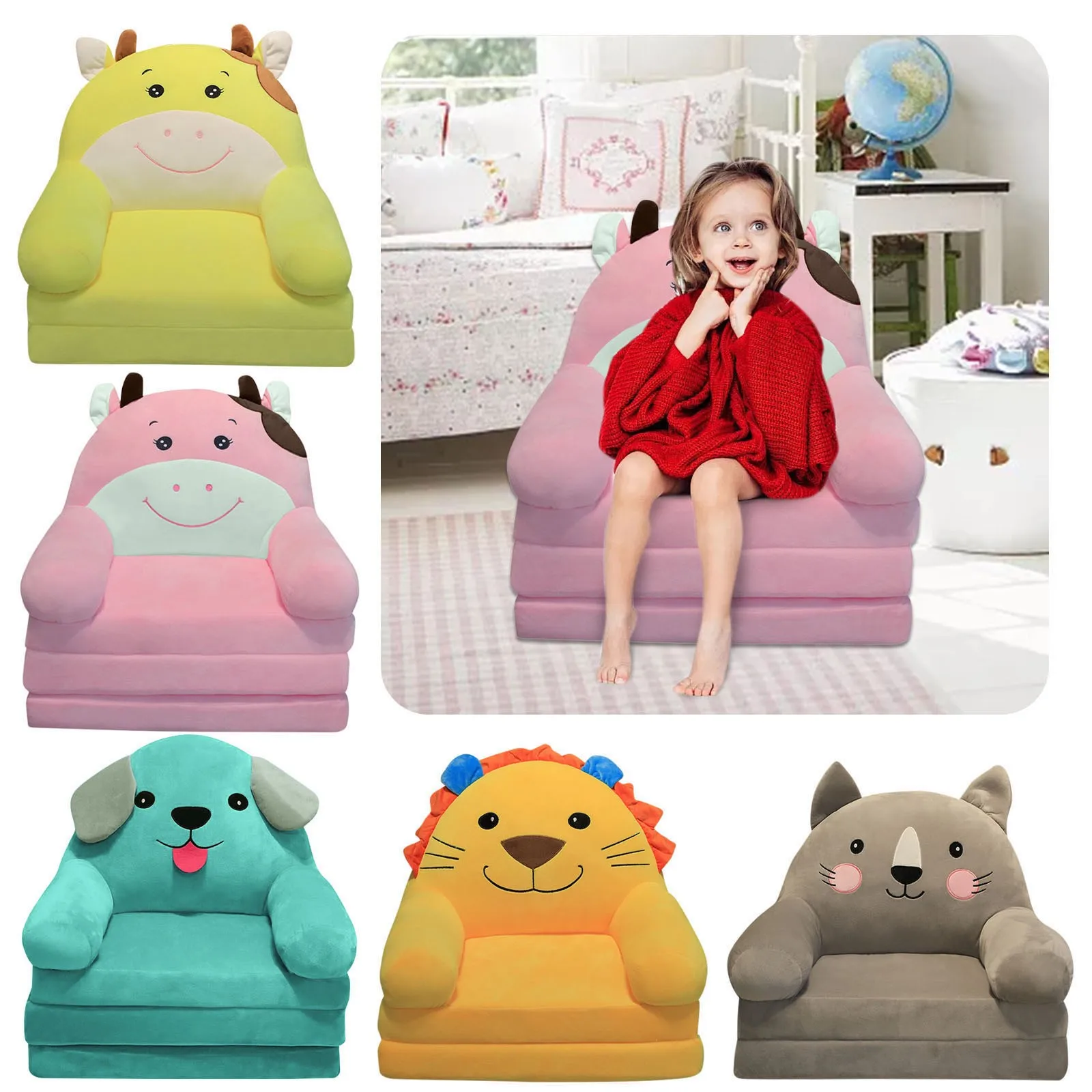 In Cushion Kids 2 Legs 1 Armchair Foldable Bod To Support Case Cartoon Seat Sofa Backrest Cushion Foldable Sofa Children Cute