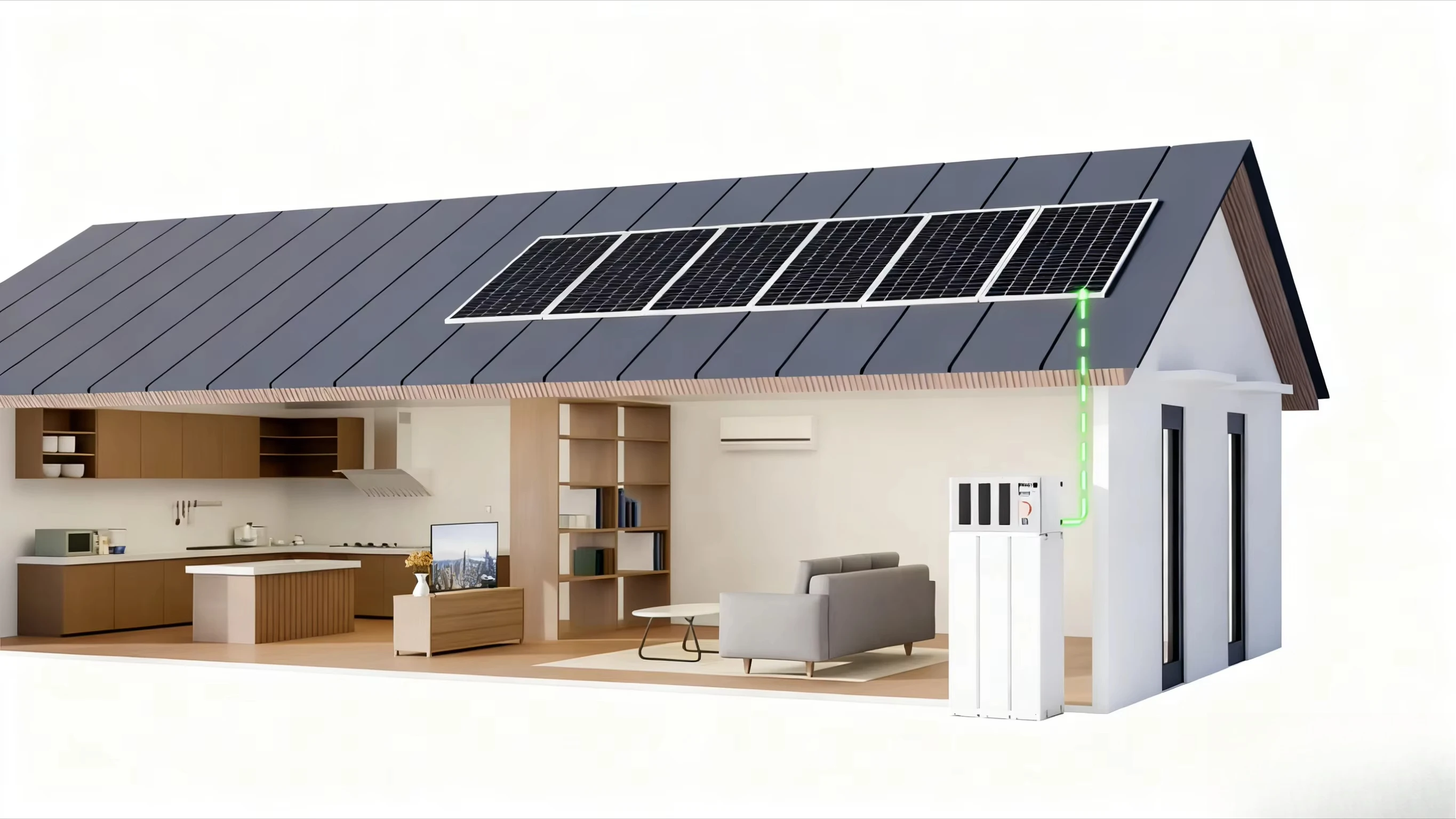 48V 300Ah 15kWh Lithium Battery 6kW Hybrid Solar Inverter Set Parallelable Solar System