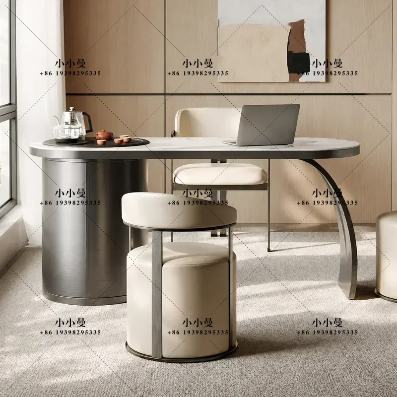 Simple Rock Slab Tea Table with Kettle Integrated Design for Balcony and Household Use Multi-Function Tea Table and Chair