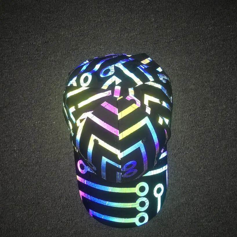 2024 neue Farbe Reflektierende Baseball Kappe Männer/Frauen Unisex Gedruckt Streetwear Harajuku Hip Hop Nacht Laufen Leucht Fluoreszierende hut – Detail 7