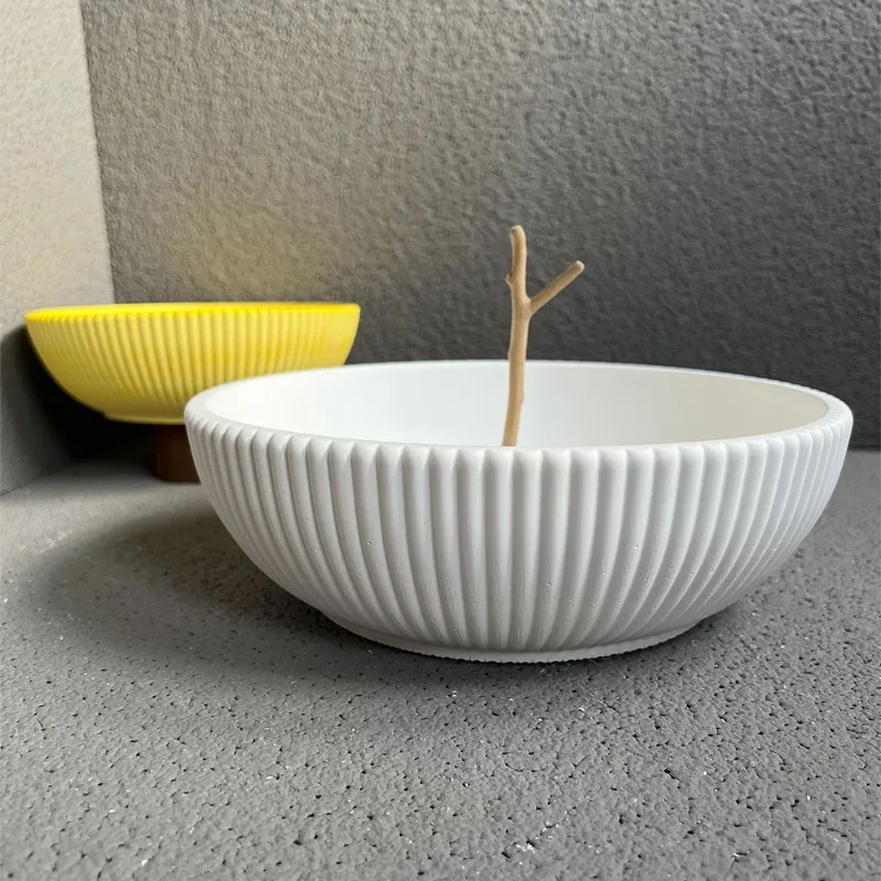 

A Top Quality Large Striped Bowl Vessel Concrete Mold Suitable for Making Cement Epoxy Resin Terrazzo Outdoor Plant Pot Silicone