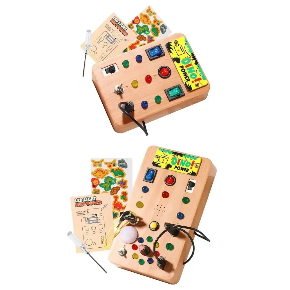 Montessori Peuter Busy Board LED-lichtschakelaar Elektronisch 'Activiteitenbord Cartoon Sticker Interactief Busy Board voor kinderen