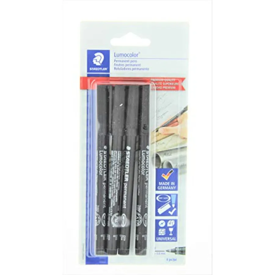 

Lumocolor Permanent Pen 318-9 Fine 0.6mm Line - Black Pack of 4