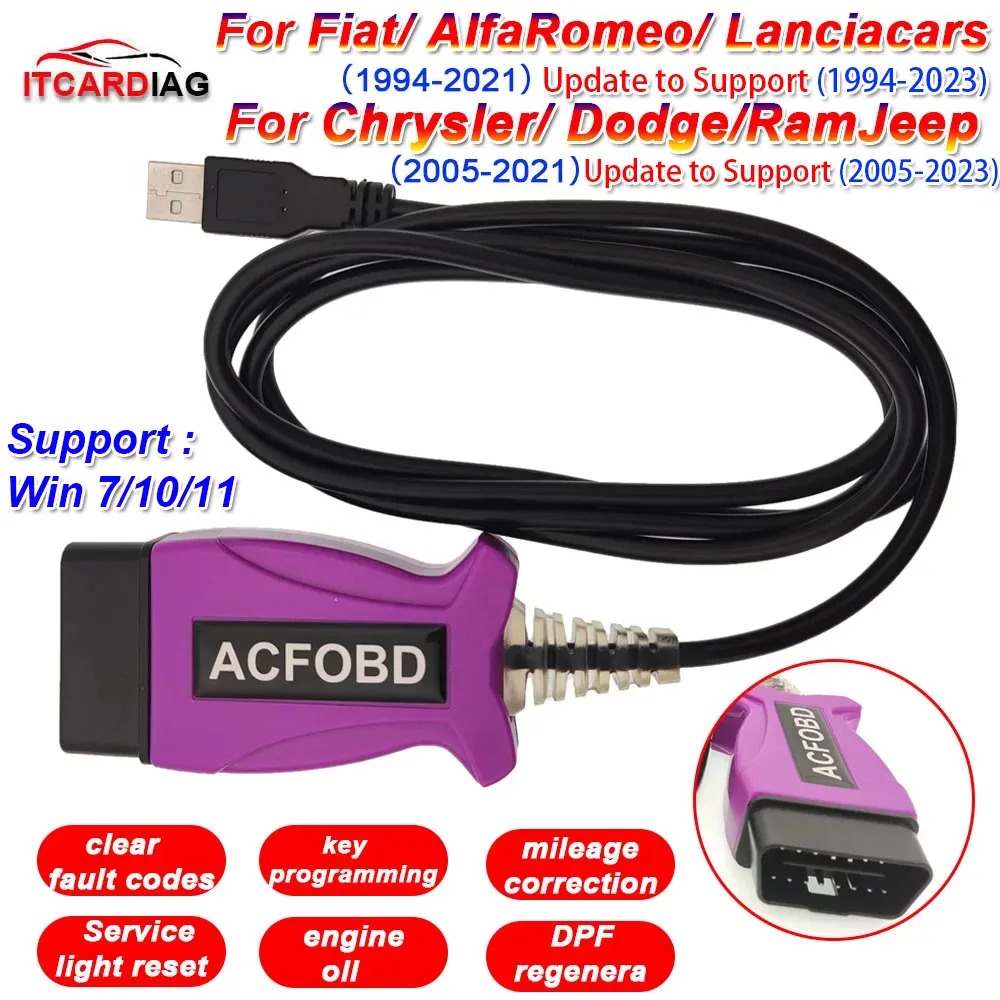 ITCARDIAG ACFOBD OBD Scanner OBD2 Diagnostic Tool for Fiat/Alfa/Romeo/Lancia/Chrysler/Dodge/Ram/Jeep Support ABS AIRBAG Cluster