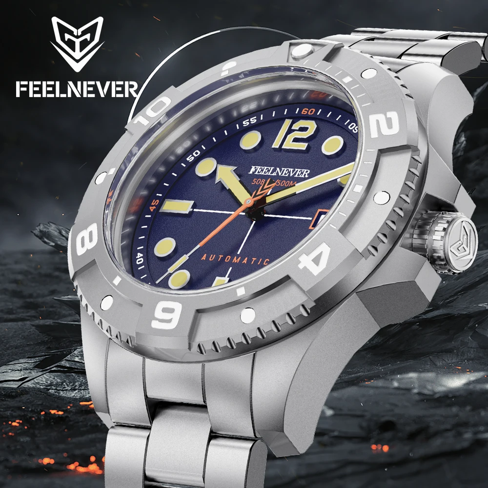 FEELNEVER Outdoor Sport Automatic Mechanical Watch 500M Diver Helium Device Luxury Men Sapphire Crystal Clock Lume reloj hombre