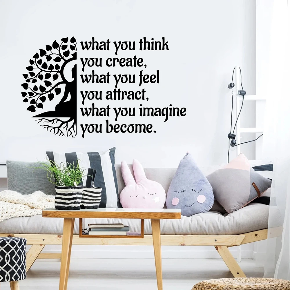

Law of Attraction Spiritual Buddha Meditation Wall Sticker Decal Tree of Life Inspiral Quote Bedroom Living Room Decor