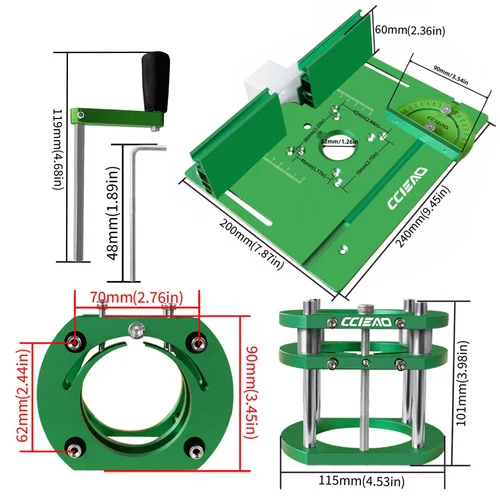 Imagen 2 del producto Elevador de enrutador con motores de 65mm con agarre fuerte de 4 garras, tablero abatible invertido para enrutador, placa de enrutador de aleación de aluminio de soporte