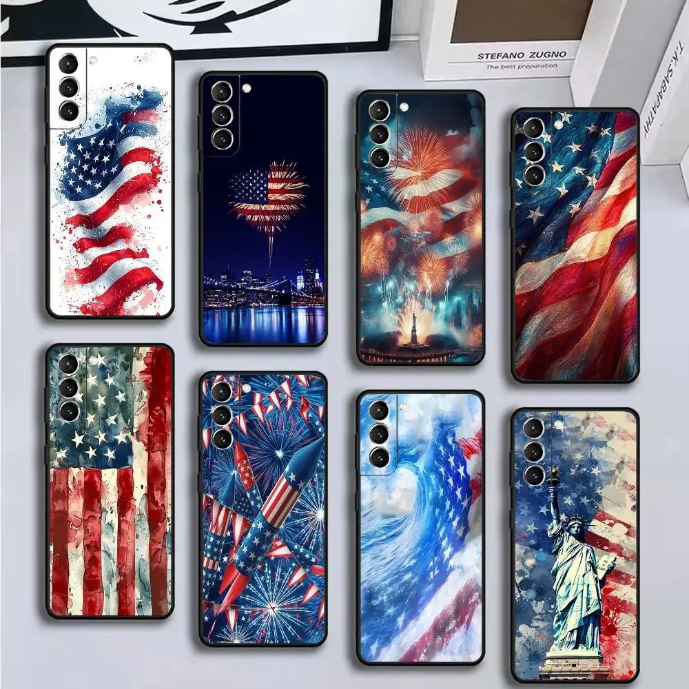 

F lag USA America Phone Case For Samsung GalaxyA13,21s,22,31,32,52,53,71,72,73,Soft Black Cover