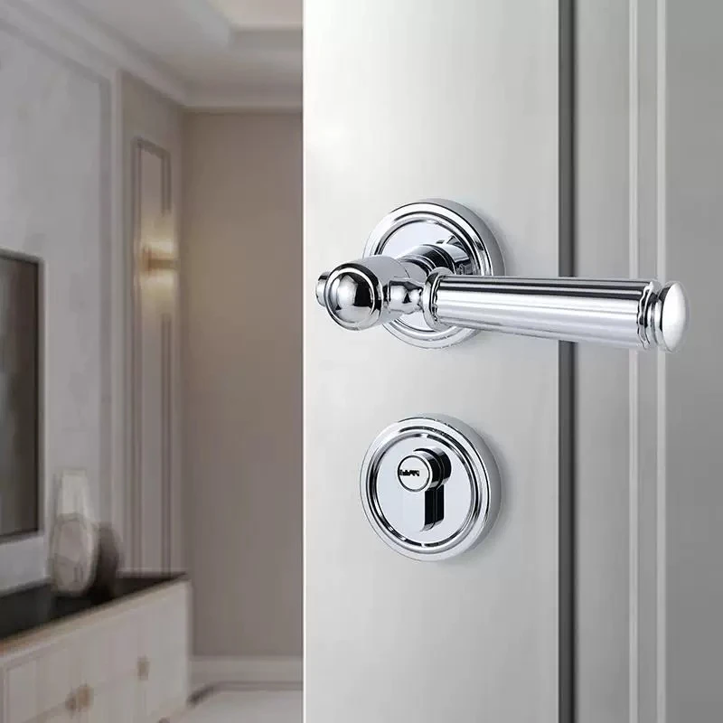 Solid Zinc Alloy Vintage Door Lock,Magnetic Quiet Split Bedroom Latch,French American Handle,Wear Resistant Finish for Wood Door