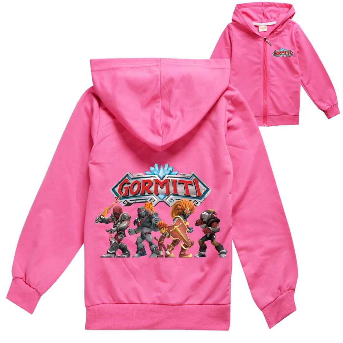 Movie Gormiti Clothes Kids Jacket with Zipper Boys Cartoon Print Long Sleeve Coats Baby Girls Hooded Sweatshirts Children Top