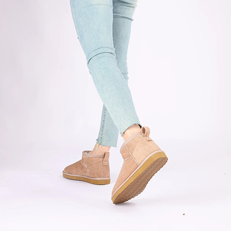 Evshine Winter-Pelz-Schneestiefel für Damen, rutschfest, mit Plüsch gefüttert, Wildlederstiefel, warme, flauschige Hausschuhe, klassische Schneestiefel – Detail 18