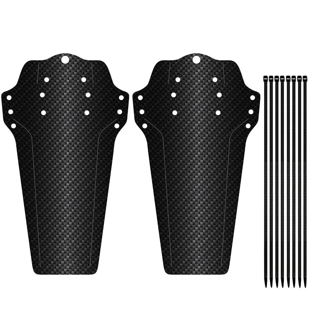 2 قطعة ألياف الكربون نمط الدراجات قطعة من نسيج سهلة التركيب دائم الدراجة واقيات الطين الأمامية الخلفية الطين للدراجات الجبلية #3