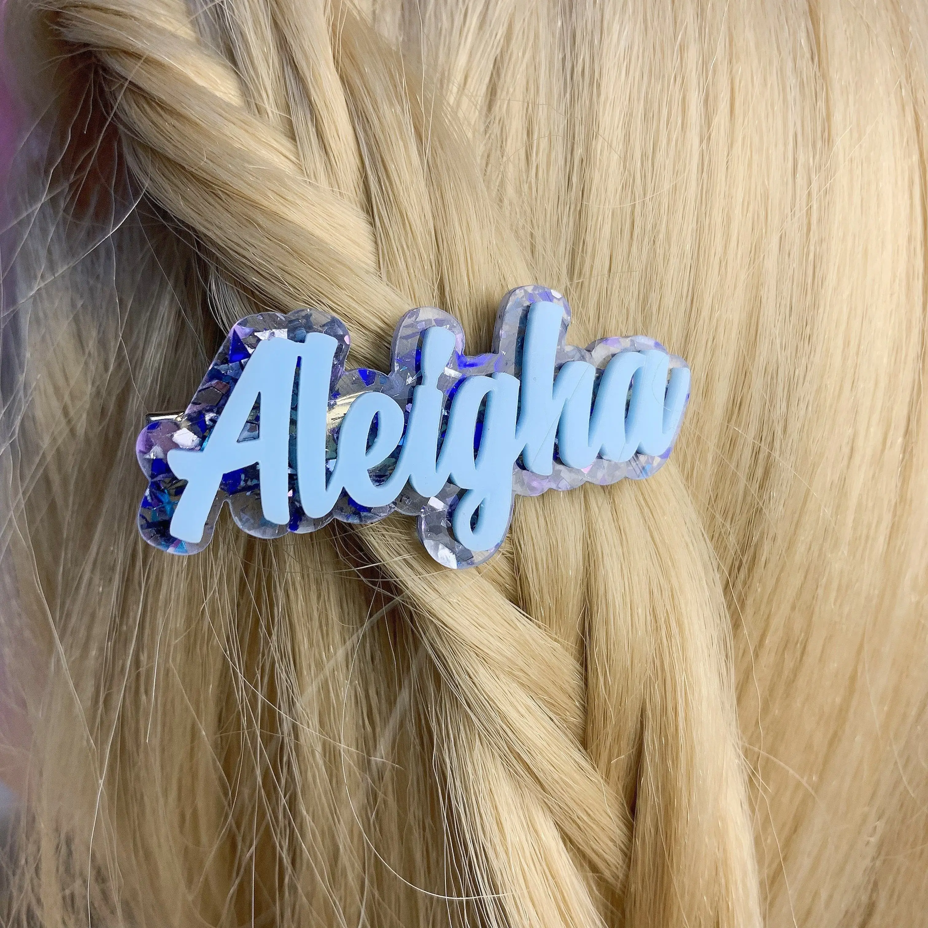 Custom Hair Clip - 1PC Personalized PMMA Comfortable Color Name Laser Engraved DIY Accessory for Daily Use, Teens & Cute Gifts, image 5