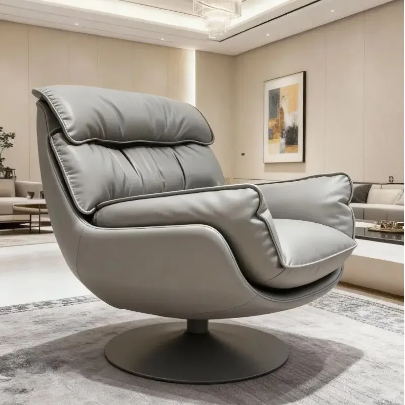 Luxury Swivel Living Room Chairs Sofa Leather Nordic Backrest Relaxing Chair Single Bedroom Lazy Sofa Chair Armchair Barber Shop