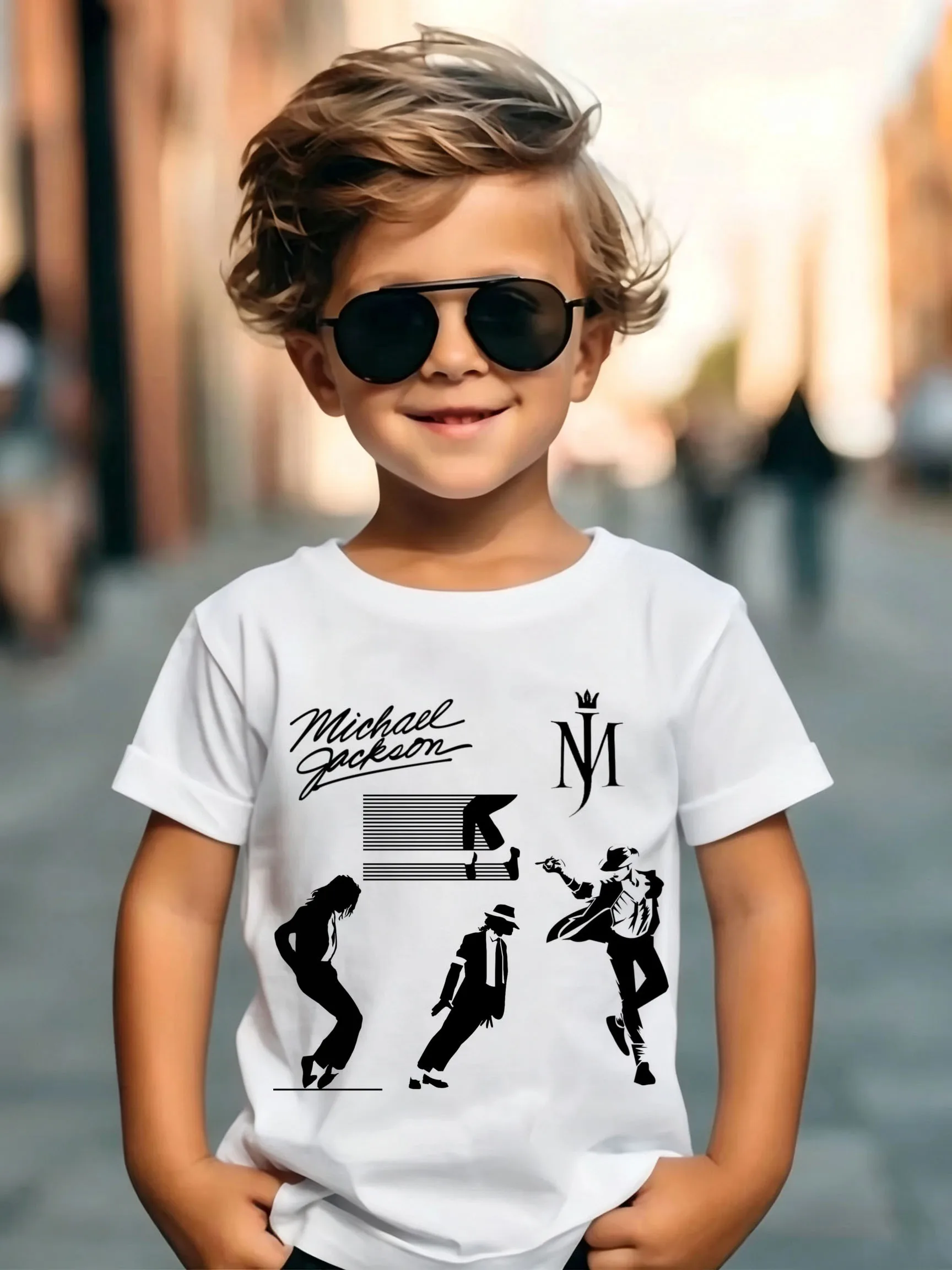Michael Jackson Modern Redesign T-shirt Men and Women Summer Cotton Y2K Clothing Fashion Round Neck Short Sleeved Tee Fan Gifts