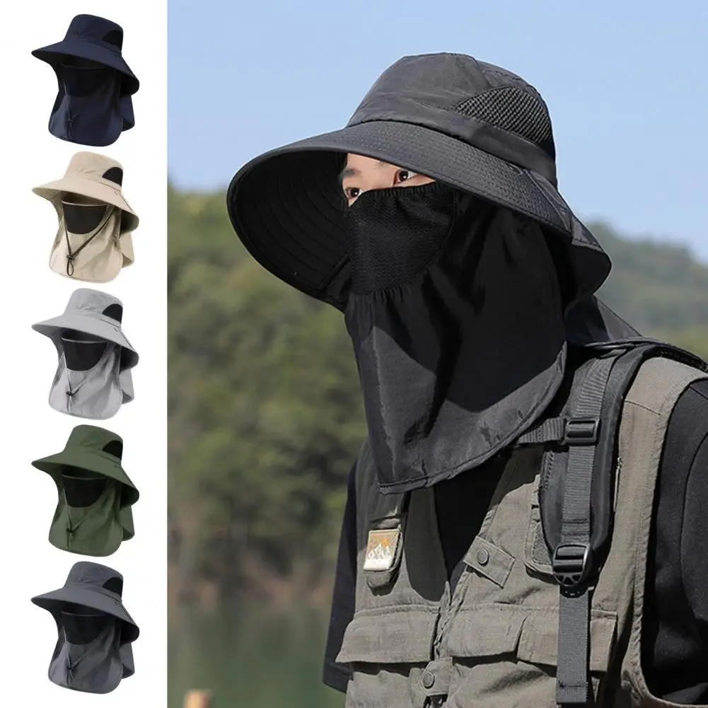Uv Protection Fishing Hat with Neck Flap Full Coverage Sun Hat with Wide Brim Removable Face Flap Fishing for Hiking for Outdoor