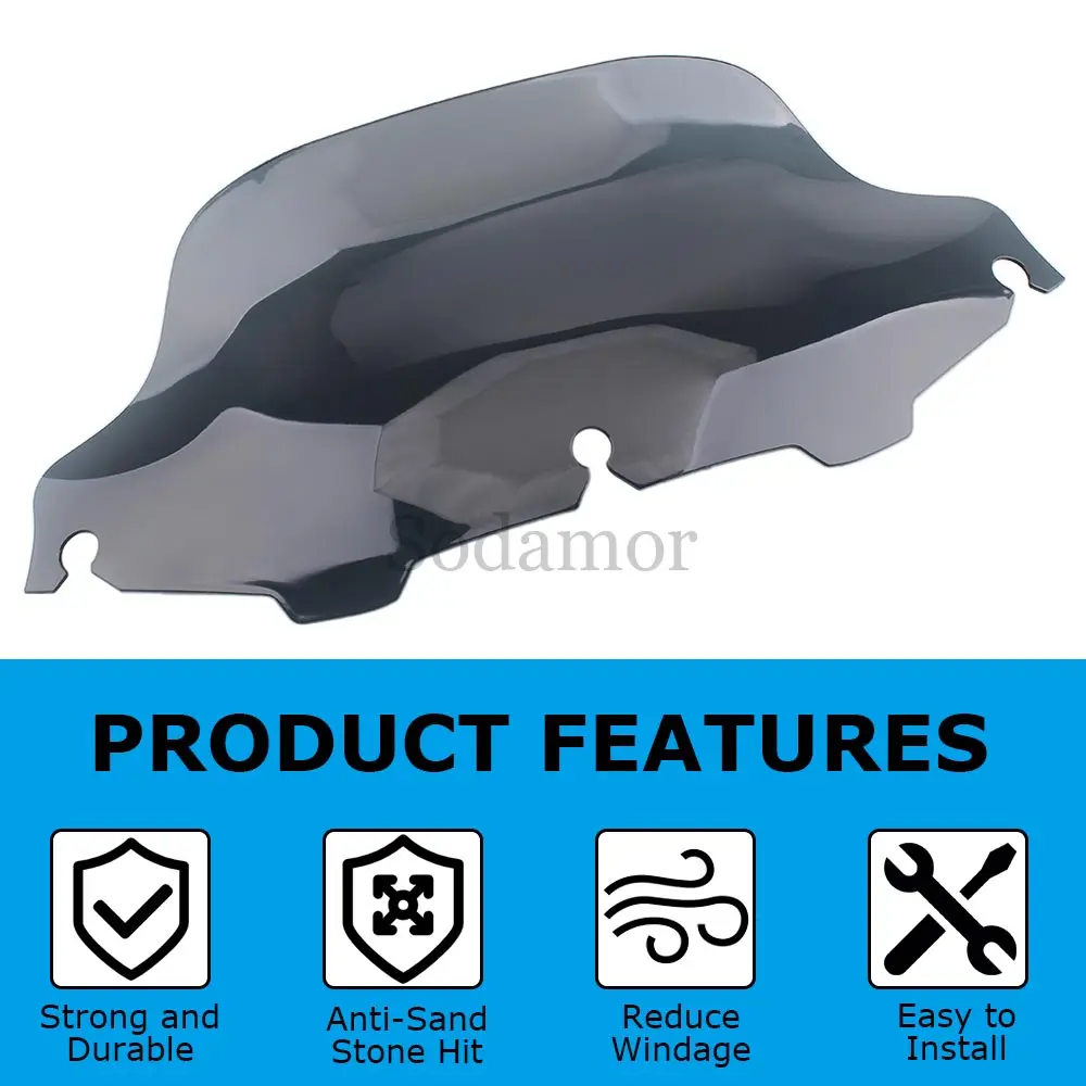 

8" Motorcycle Accessories Windshield Windscreen Wind Deflector For Harley Touring Street Electra Glide Classic FLHX 1996-2013