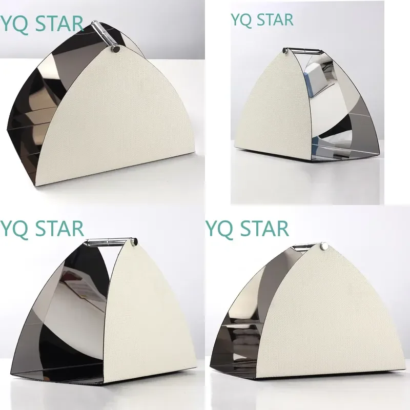 Modern Luxury Leather Triangular Basket Tray for Home Decor Living Room Bedroom Walk-in Closet Model Room Interior Styling