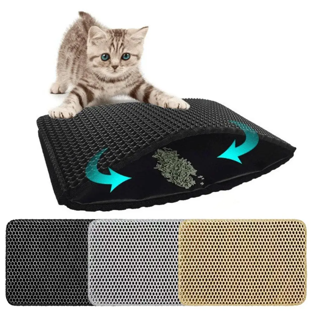 EVA Textile Pet Litter Mat 3 Sizes S M L Double Layer Filter Non Slip Bottom Quick Drying Reusable for Cat Dog Litter Box