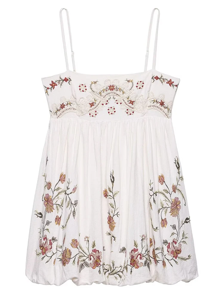 Vestido feminino bordado sem costas, alça espaguete, corte irregular, empilhado, saia em camadas, sexy, botão, vestido curto