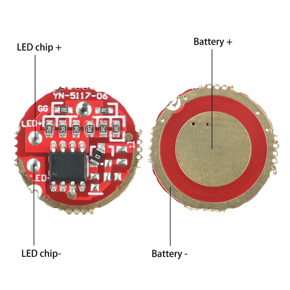 5PCS DC 3.7-4.2V One-Gear Flashlight Driver Board Flashlight DIY Component for 6-15W LEDs 17/20mm