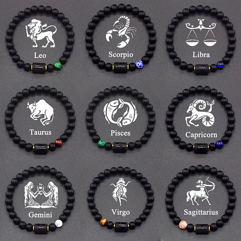 Pulsera de 12 signos del zodiaco para hombre, joyería de 12 Constelaciones para mujer, escorpio, Géminis, Sagitario, regalo de amistad, venta al por