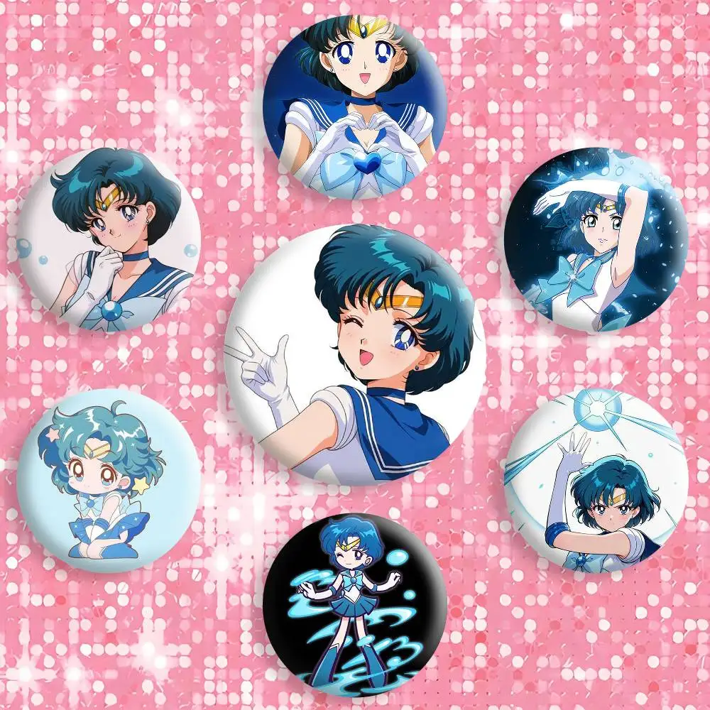 Ami Mizuno  Sailor Mercury Button Pins Backpack Clothing Decor Brooch Badge Jewelry Gifts for Kids