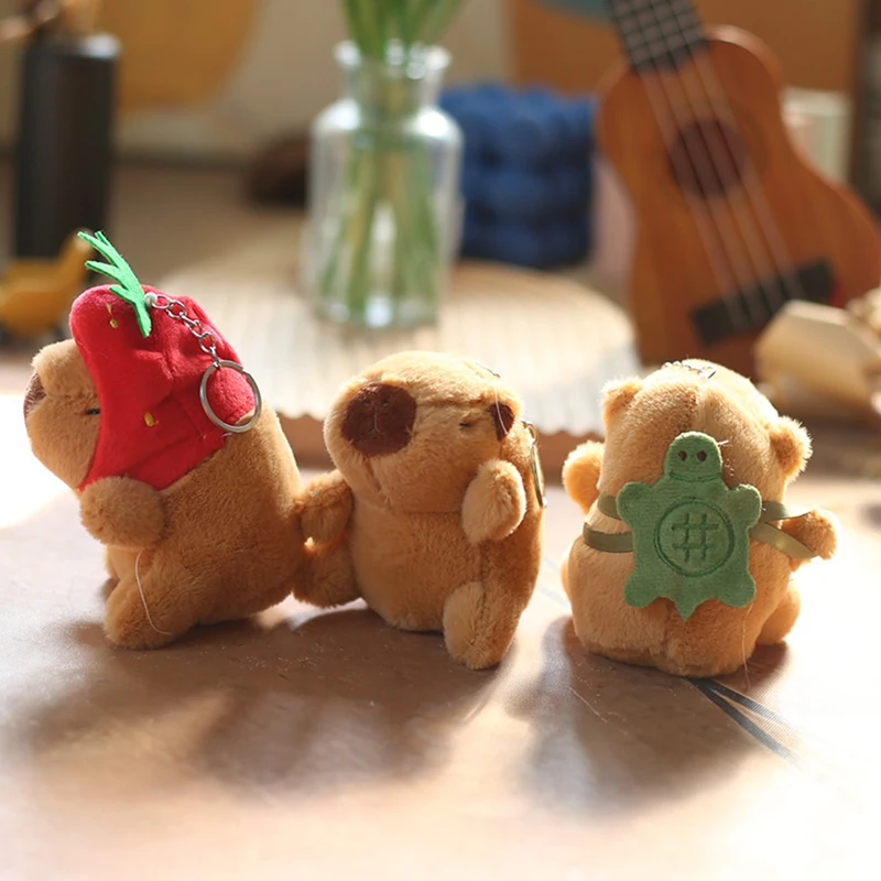 Cartone animato carino capibara peluche Ragdoll portachiavi ciondolo portachiavi bambola di pezza borsa ornamenti appesi zaino accessorio regalo per bambini