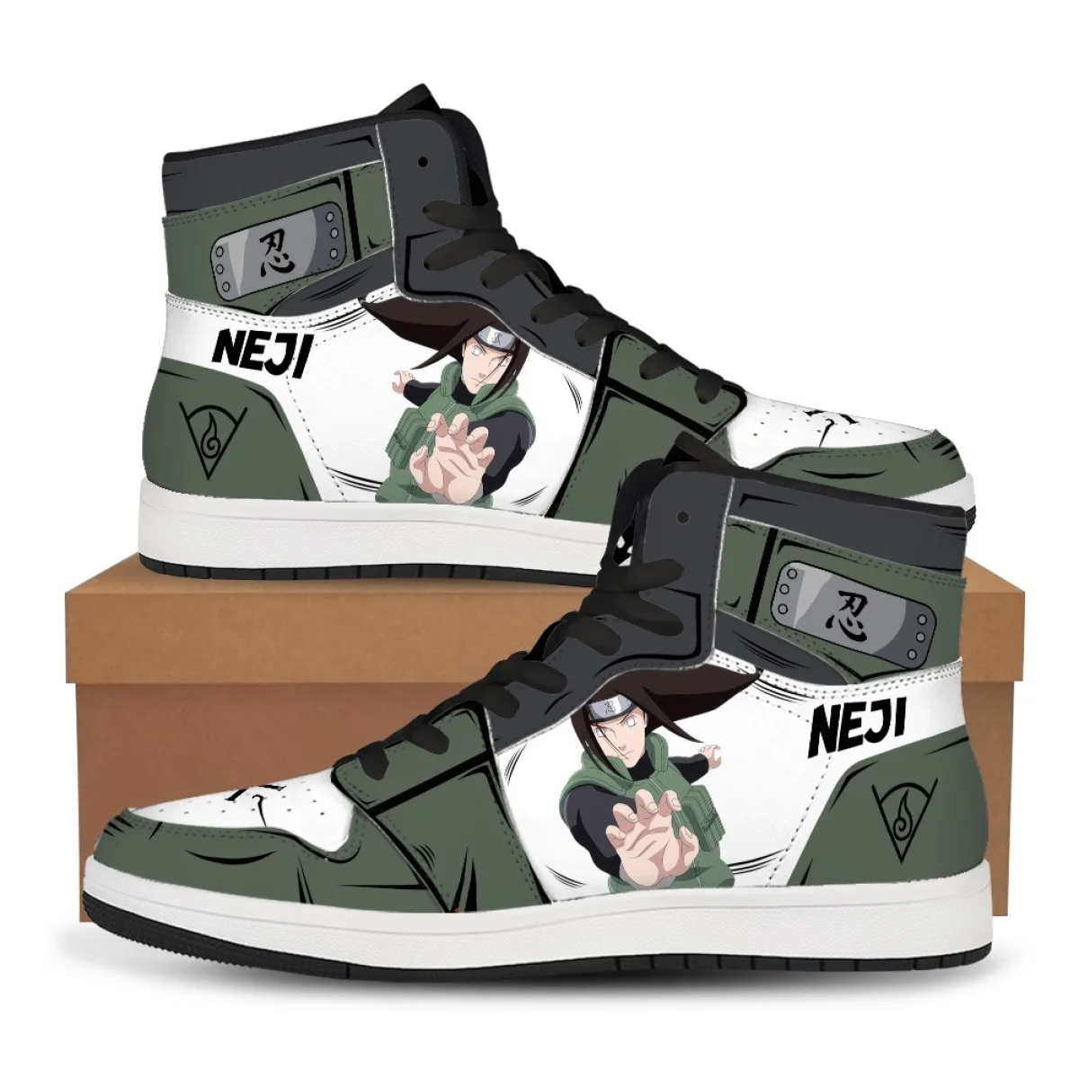 Naruto Kurama Nine Tails Full Body Demon Fox Print High Top Sneaker Shoes Brown Black Color Block Sharingan Eye Detail Anime Bas view 6