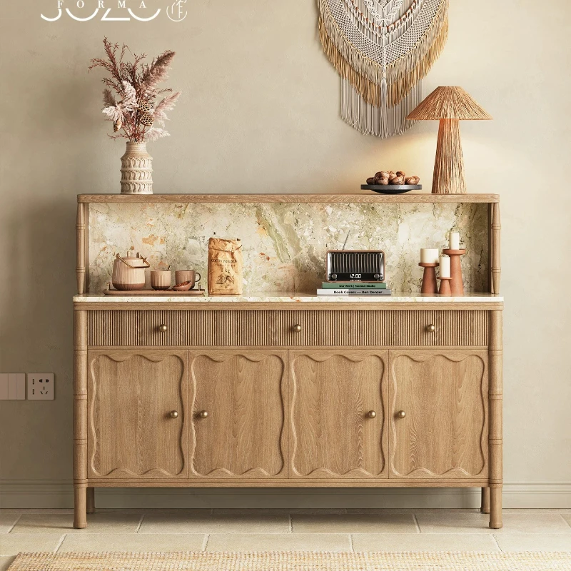 CX log natural wind solid wood dining edge, high-end, tea and water integrated locker