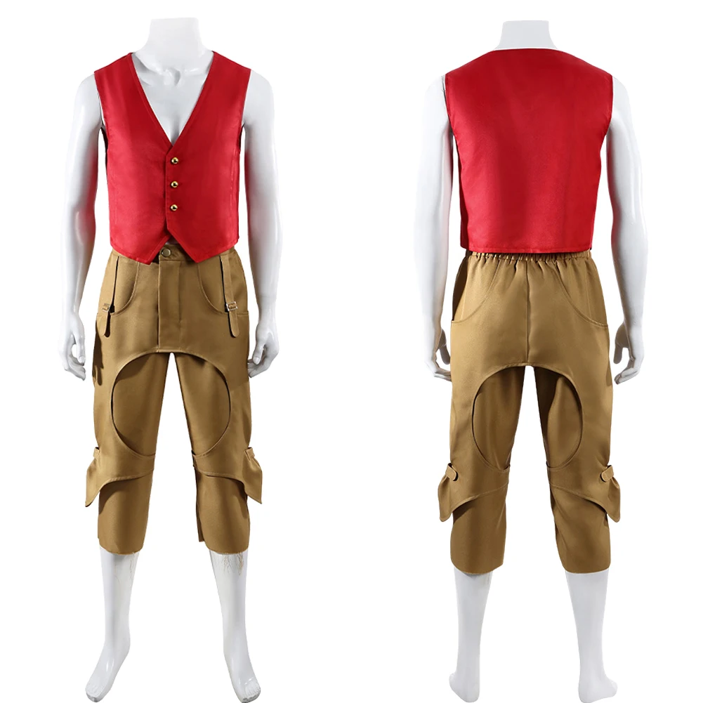 

Костюм для косплея Луффи из аниме (2026), красный жилет, коричневые брюки, одежда для ролевых игр, наряд для Хэллоуина, карнавала, вечеринки